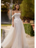 Off Shoulder Beaded 3D Lace Tulle Amazing Wedding Dress